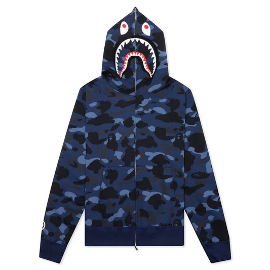 Trendy Shark Camouflage Zippered Hoodie