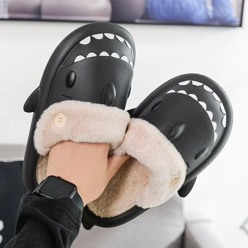 Plush Warm Shark Flip Flops