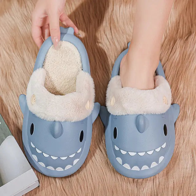 Plush Warm Shark Flip Flops